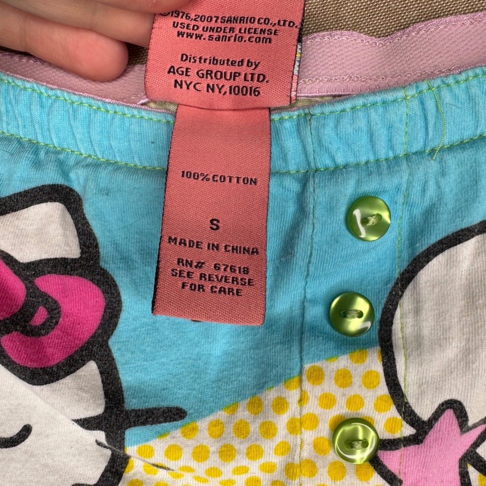Hello Kitty Sanrio Dream With Me Pajama Shorts Green Blue Y2K Kawaii Small 2007 - Picture 4 of 6
